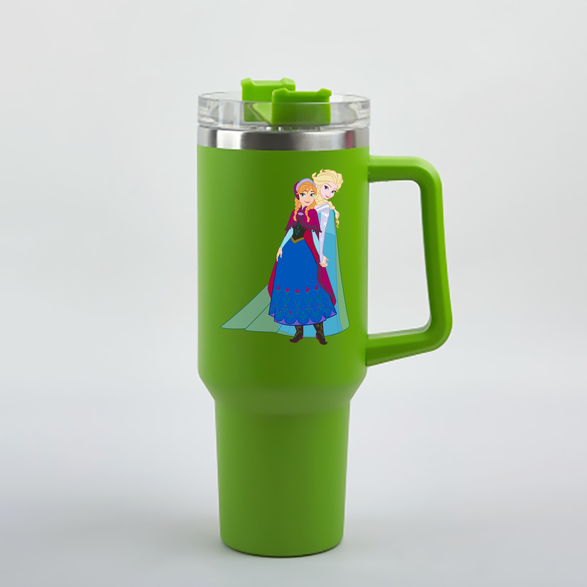 （画像用） アナと雪の女王 アンナ エルサ Frozen Anna Elsa 1200mL車用タンブラー - クリスタルステッカー（プラスチックストロー付き）